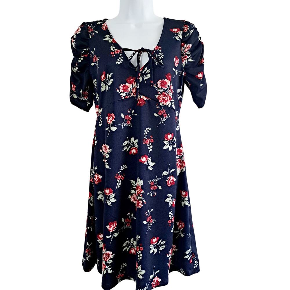 No Comment Short Sleeve Floral Print Dress